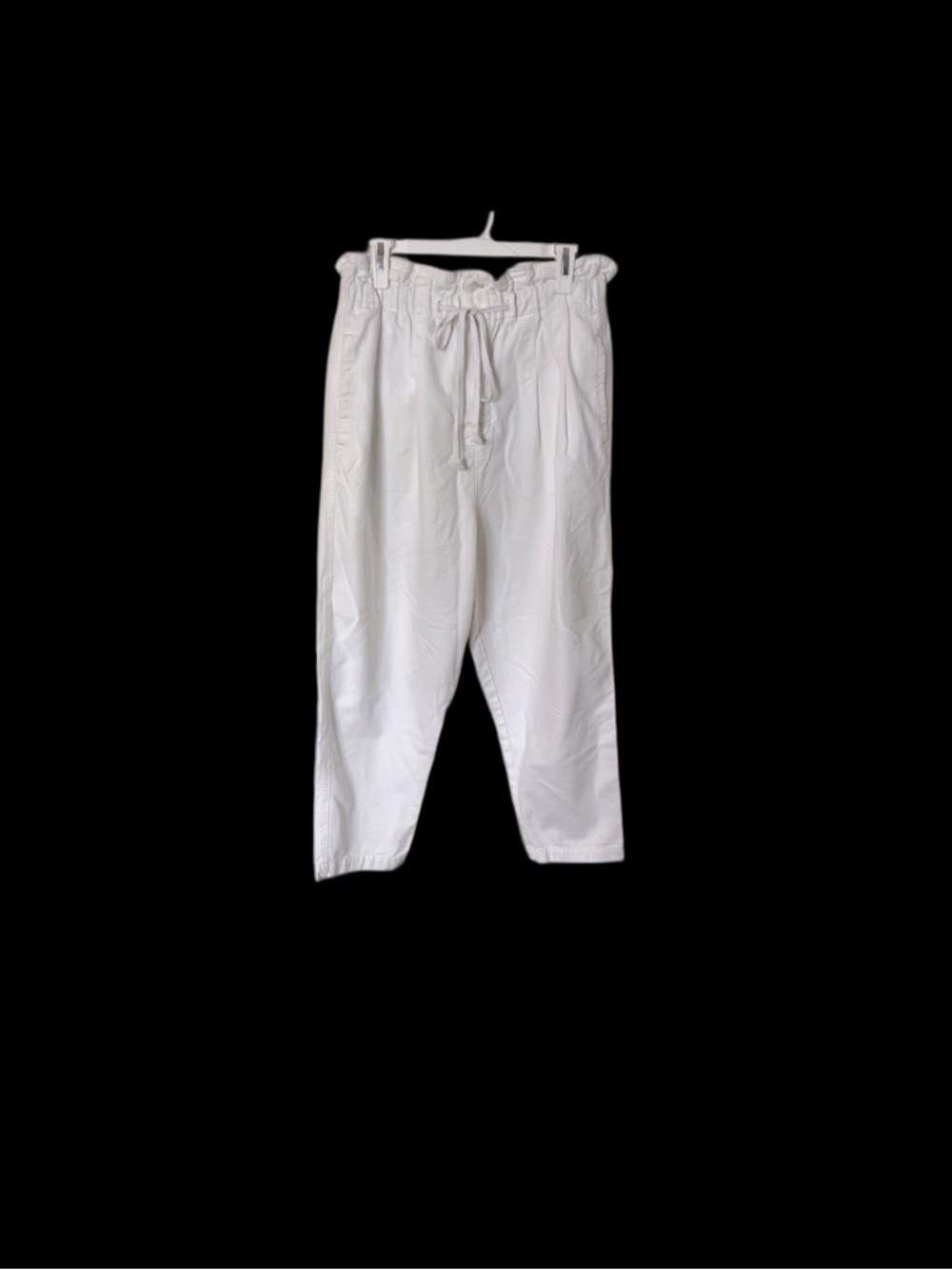 Free People White Paperbag Waist Pants Drawstring Ankle Boho